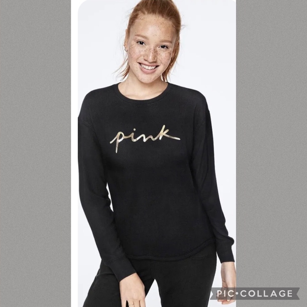 Victoria's Secret Pink Large Bling Cozy Long
Sleeved Shirt Glistening Gold NWT